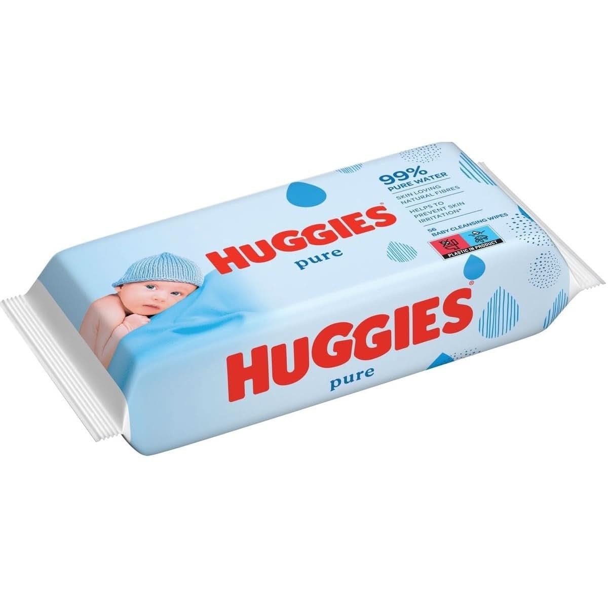 Huggies Pure Baby Wipes 18 Pack (1008 lingettes au total) — 99 % d'eau pure — Sans parfum pour un nettoyage et une protection en douceur Lingettes humides pour bébé Naty Shop