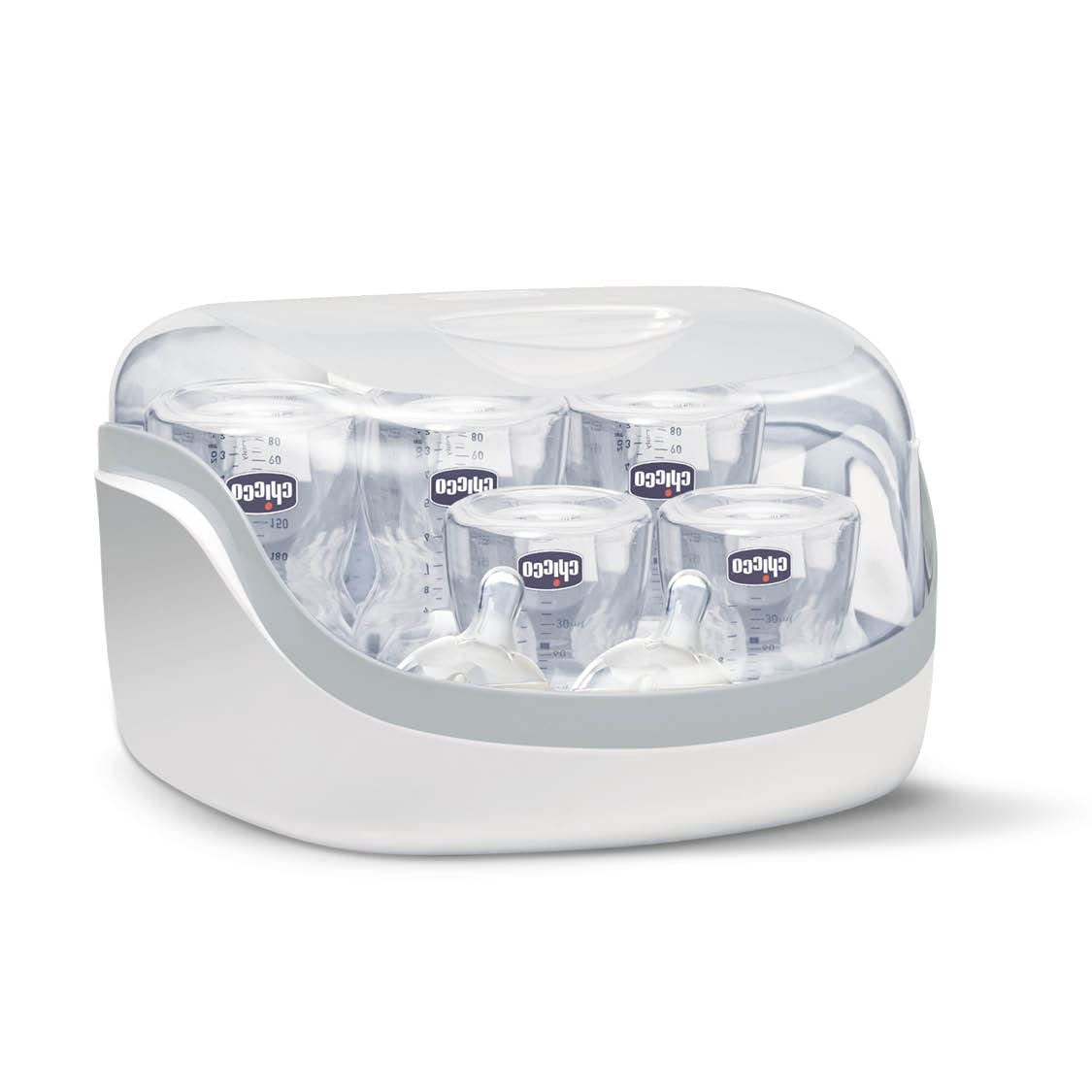 Chicco Stérilisateur modulaire avec fonction de séchage, stérilisateur pour biberons, anneau de dentition et tétine avec arrêt automatique, passe au micro-ondes, convient pour stériliser jusqu'à 6 biberons de 330 ml