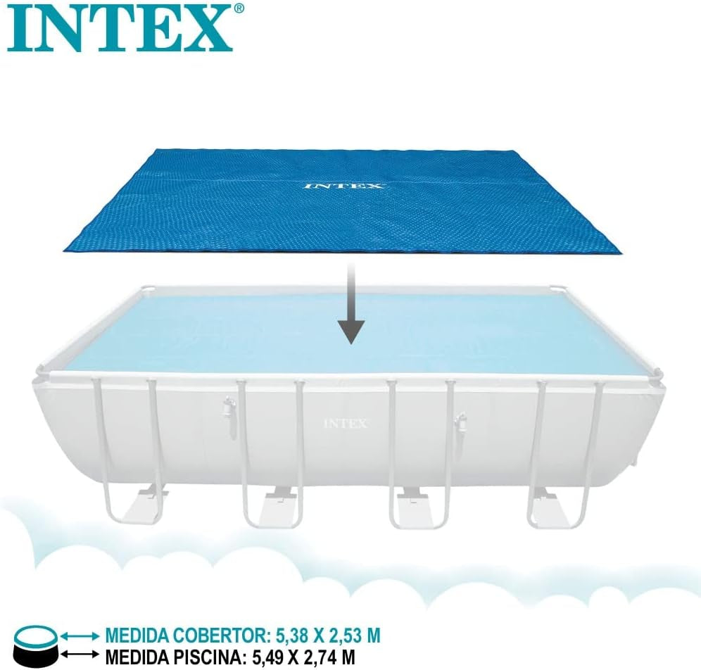 Husă solară Intex pentru saltea dreptunghiulară Ultra Frame 549 x 274 cm, grosime 160 microni, dimensiuni fabricate: 538 x 253 cm, 28016, albastră