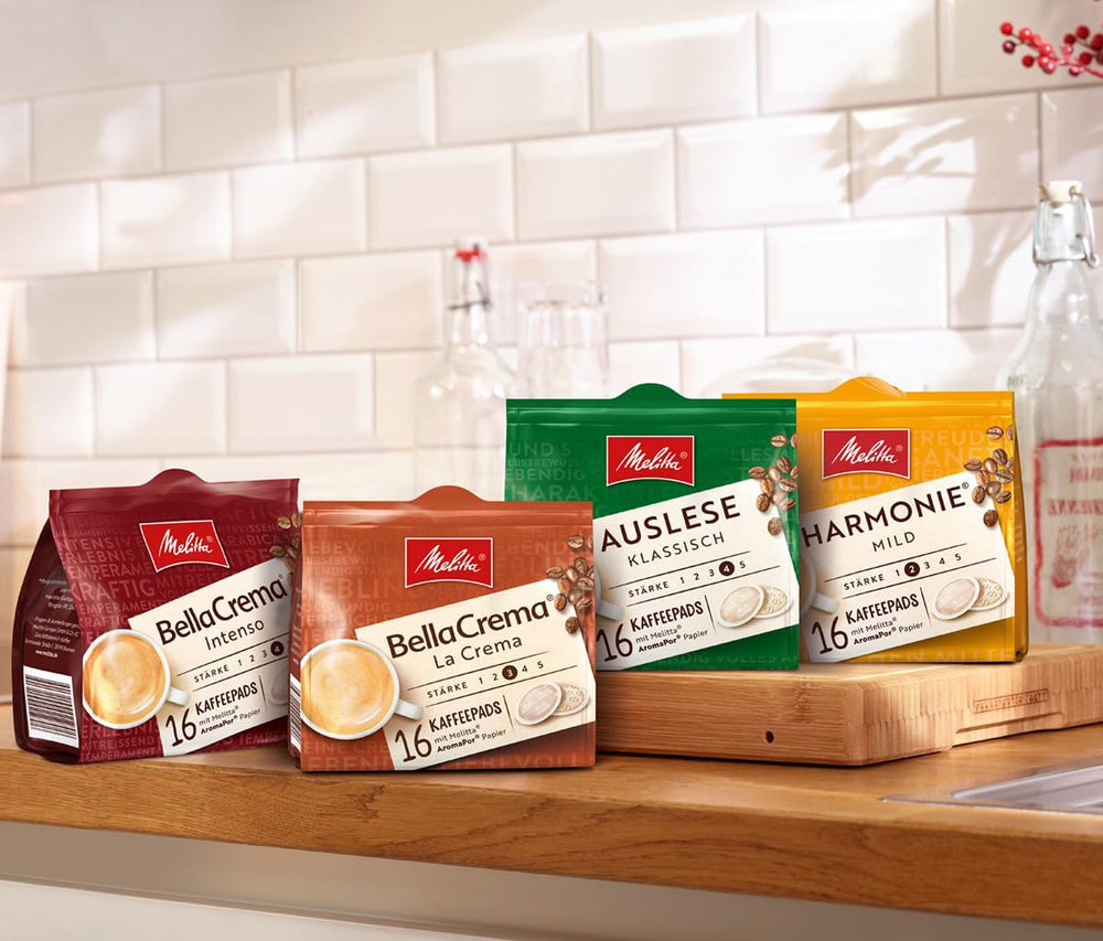 Melitta BellaCrema Intenso gemahlener Röstkaffee en Kaffee-Pads 10 x 16 Pads & Harmonie soft gemahlener Röstkaffee en Kaffee-Pads 10 x 16 Pads