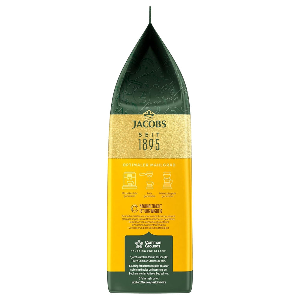 Jacobs Café Crema Gold Café en grains 1 kg – Vollmundig, Aromatisch, Notes fruitées, Arabica & Robusta, Intensité 5/10, Idéal pour Café Crema Naty Shop