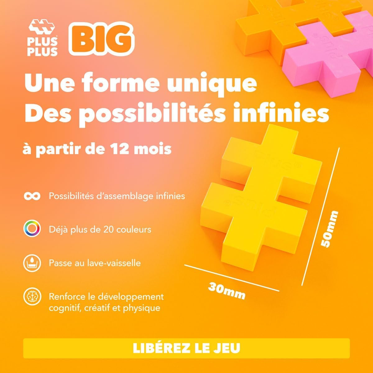 Plus-Plus 9603413 Kreativ-Bausteine Big Box, Geniales Konstruktionsspielzeug, 200 Teile