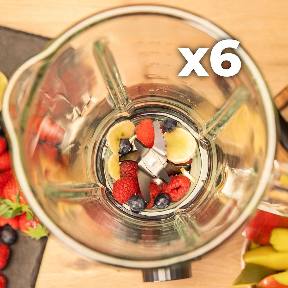 Cecotec Batteur sur socle Power Black Titanium 2200MAX Smooth, 2200 W Puissance Maximale, 6 Klingen Aus Edelstahl, Fonction Ice-Crush, Fonction Turbo et Smoothie, Fonction Autoclean Cuisine Naty Shop