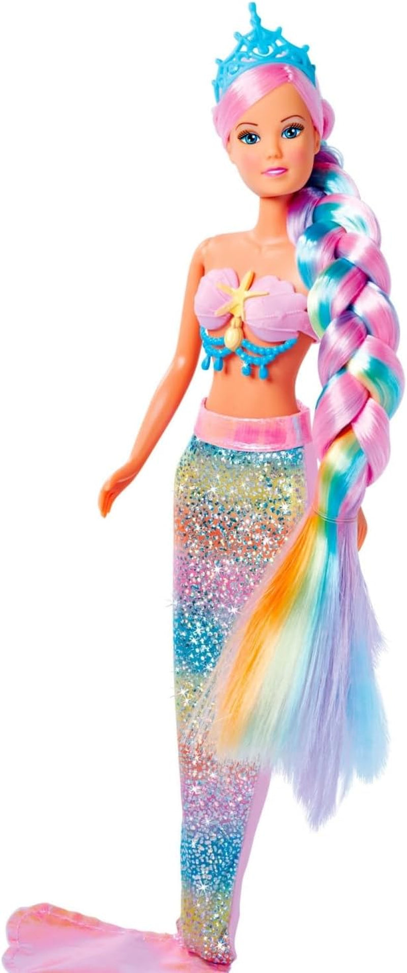 Simba 105733610 - Steffi Love Rainbow Mermaid, poupée à habiller sirène arc-en-ciel avec cheveux colorés, pinces à cheveux, peigne et nageoire amovible, poupée de jeu 29 cm, à partir de 3 ans Poupées Naty Shop