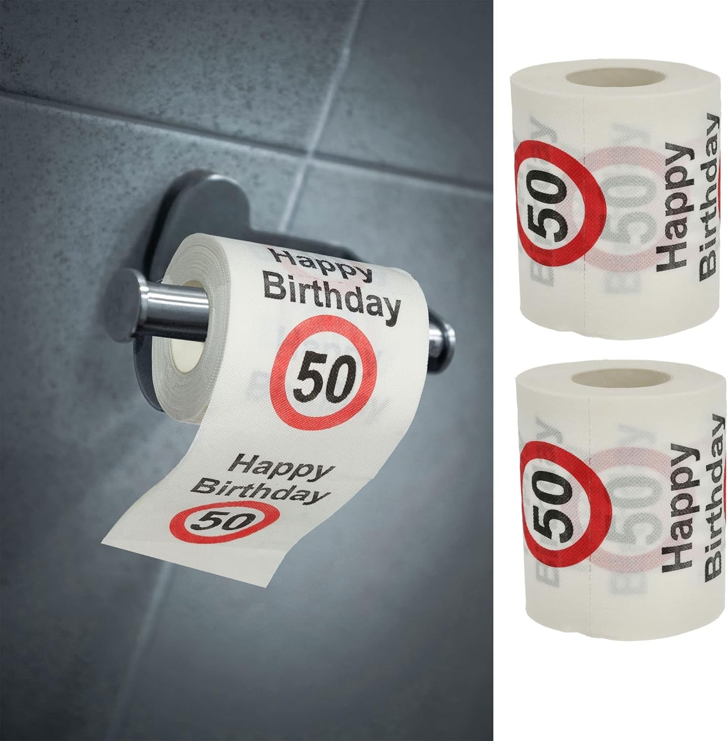 Lot de 4 papiers toilette "Joyeux 40ème anniversaire" │40ème anniversaire 24 mètres 2 tissus 180Gr/Qm │ Papier toilette papier toilette motif (4 X papier toilette 40)