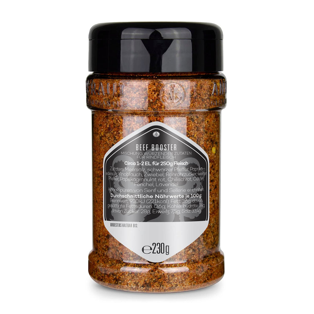 Ankerkraut Beef Booster, Rub Brisket et Steak Gewürz, Gewürzmischung für Fleisch, 230g en Streuer