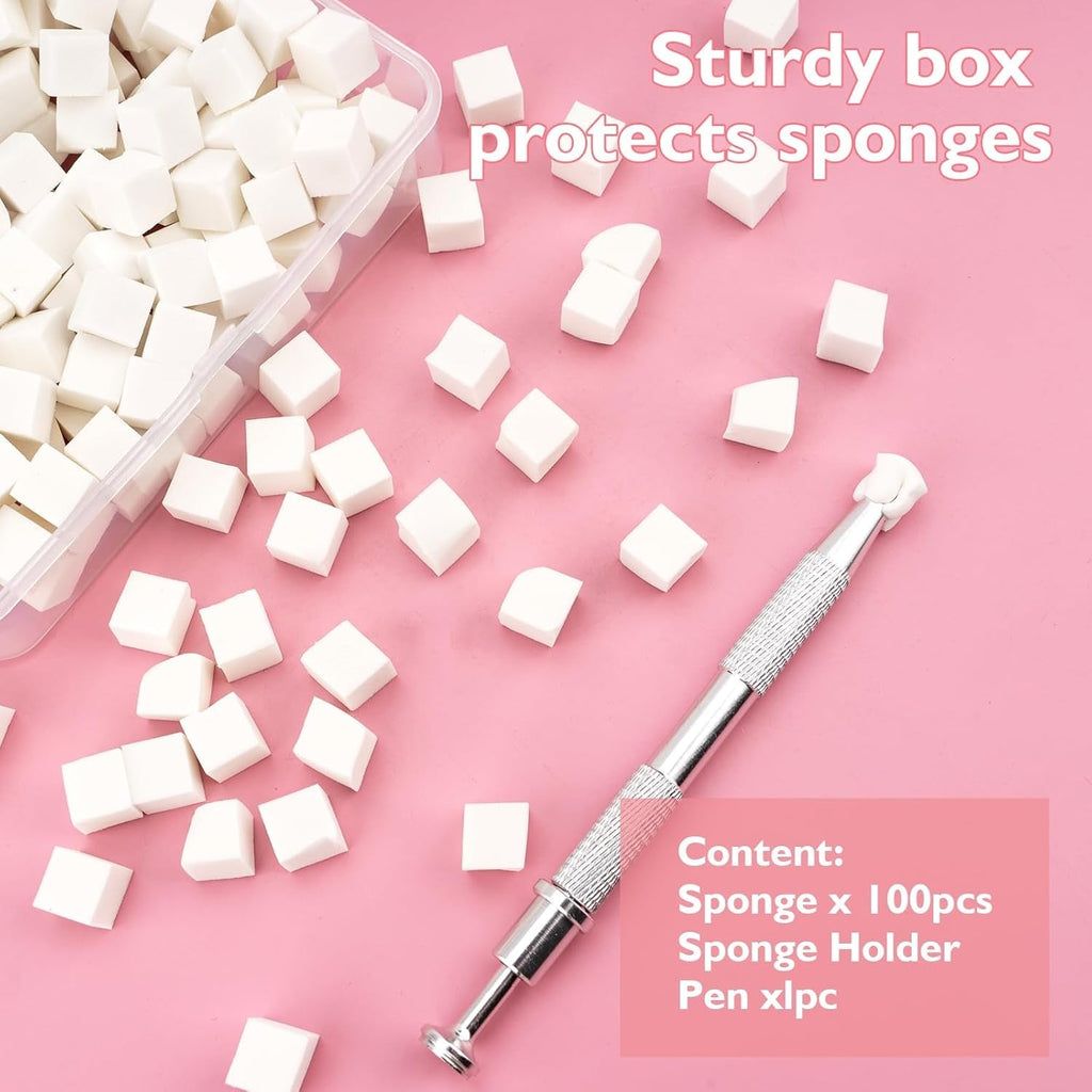 200 Stück Nail Art Schwamm Mit Metallgreifer,Nagelkunst Rendering Werkzeuge Mit Greifer,Sponge Nagel Pinsel,Nageldesign Zubehör Für Nail Art Rendering