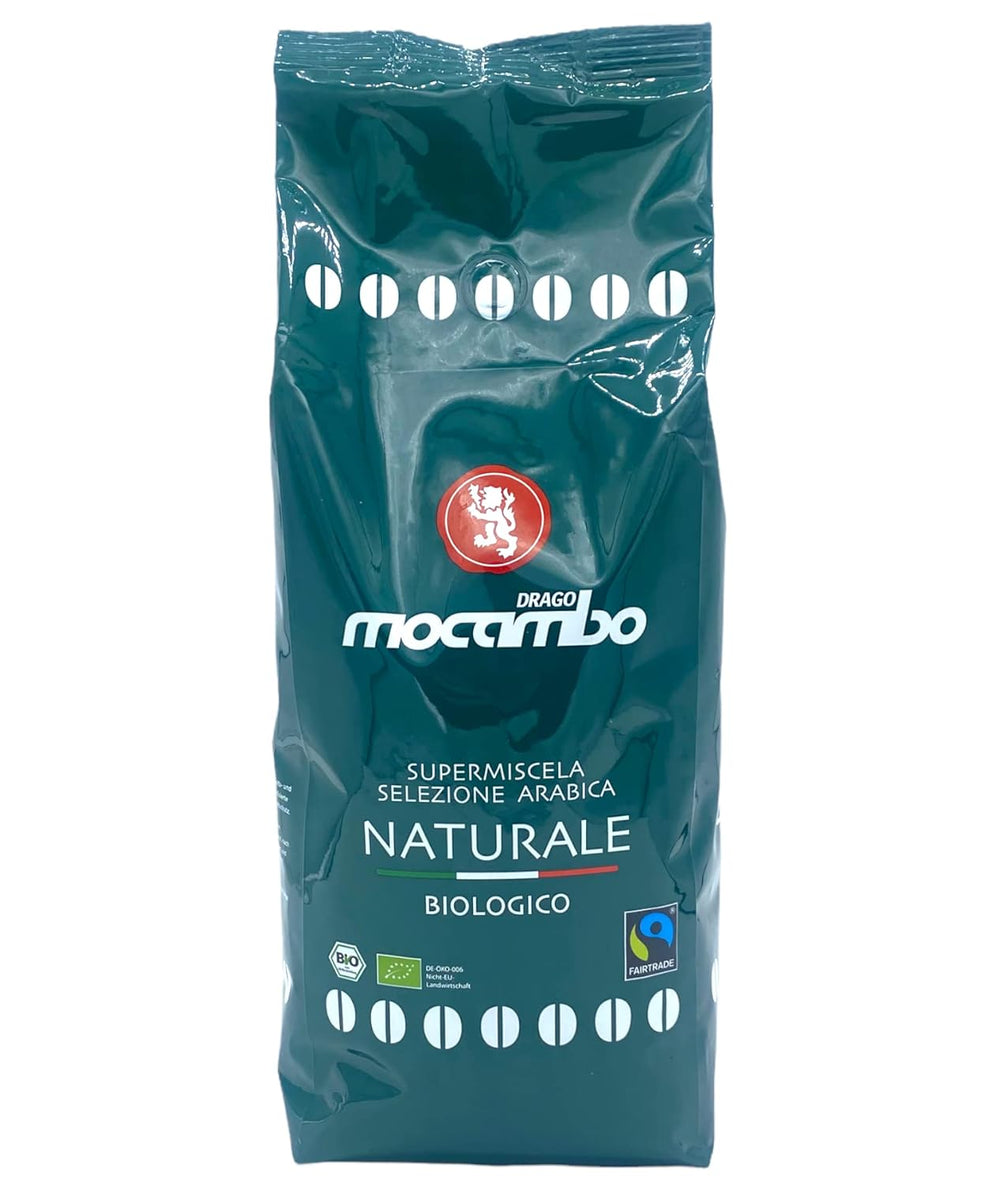 Mocambo Naturale Biologico Fairtrade Vert Foncé 1000g | 70 % Arabica, 30 % Robusta | Café épicé et noisette | DE-ÖKO-006