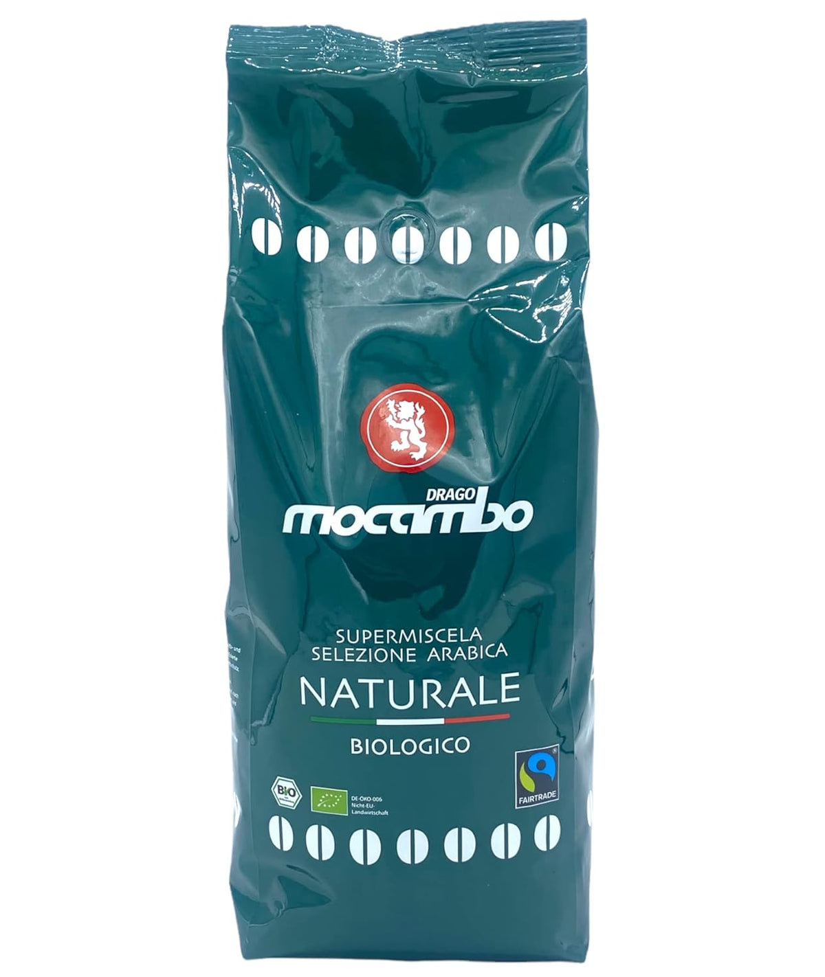 Mocambo Naturale Biologico Fairtrade Vert Foncé 1000g | 70 % Arabica, 30 % Robusta | Café épicé et noisette | DE-ÖKO-006