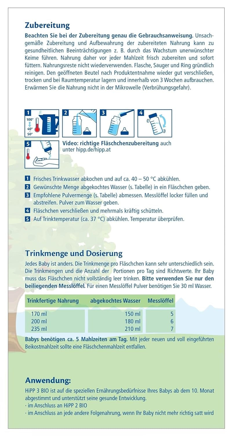 HiPP 3 Lait de suite Bio (4 x 600g) - après 10 mois, avec Oméga-3 (DHA, ALA), Calcium, Vitamine D, de la meilleure qualité biologique