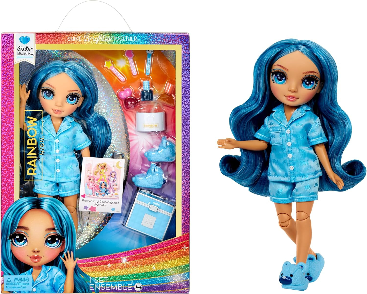 Rainbow High Junior High PJ Party - Bella (Pink) - 22 cm Puppe mit weichem Einteiler, Hausschuhen und Spielzubehör - Kinderspielzeug - Ideal für 4-12 Jahre