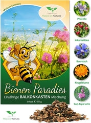 Magic of Nature Balcony Box Mix - 10 g de graines - Plantes respectueuses des abeilles - Facile à utiliser - Bee Paradise - 5 espèces cultivées indigènes - Convient aux bacs à fleurs et aux jardinières