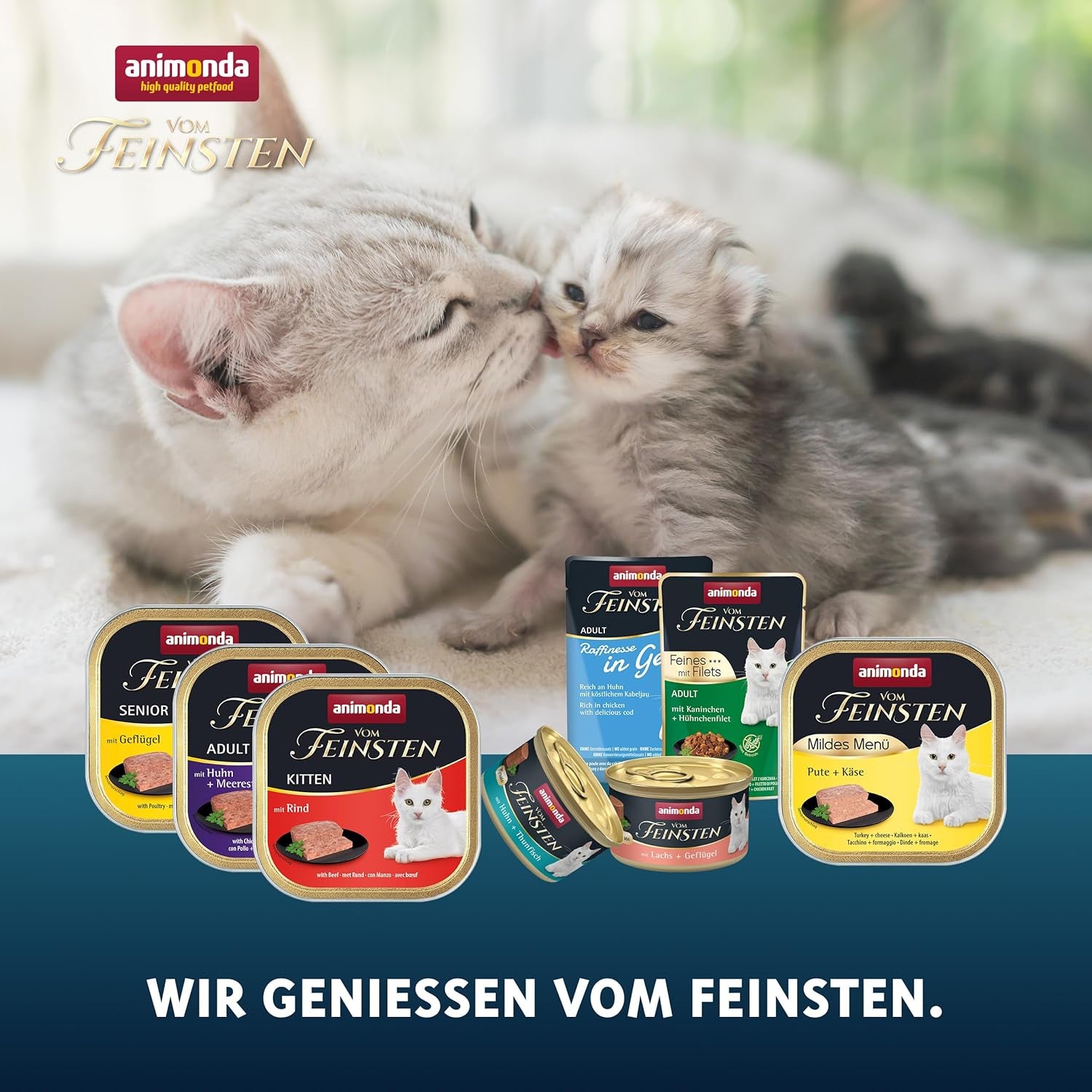 Animonda Vom Feinsten Kitten Variety for Kittens (32 x 100g), nourriture humide sans céréales et sans sucre pour jeunes chats avec des ingrédients 100% frais et carnés.