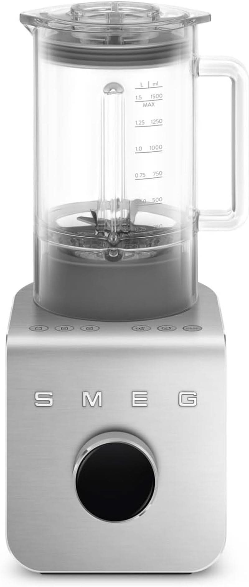 SMEG, Hochleistungsmixer BLC01BLMEU, 5 programmes prédéfinis, 9 vitesses manuelles, fonction pause et impulsion, Kunststoffgehäuse, base Rutschfeste, 1400 W, Schwarz Kitchen Naty Shop