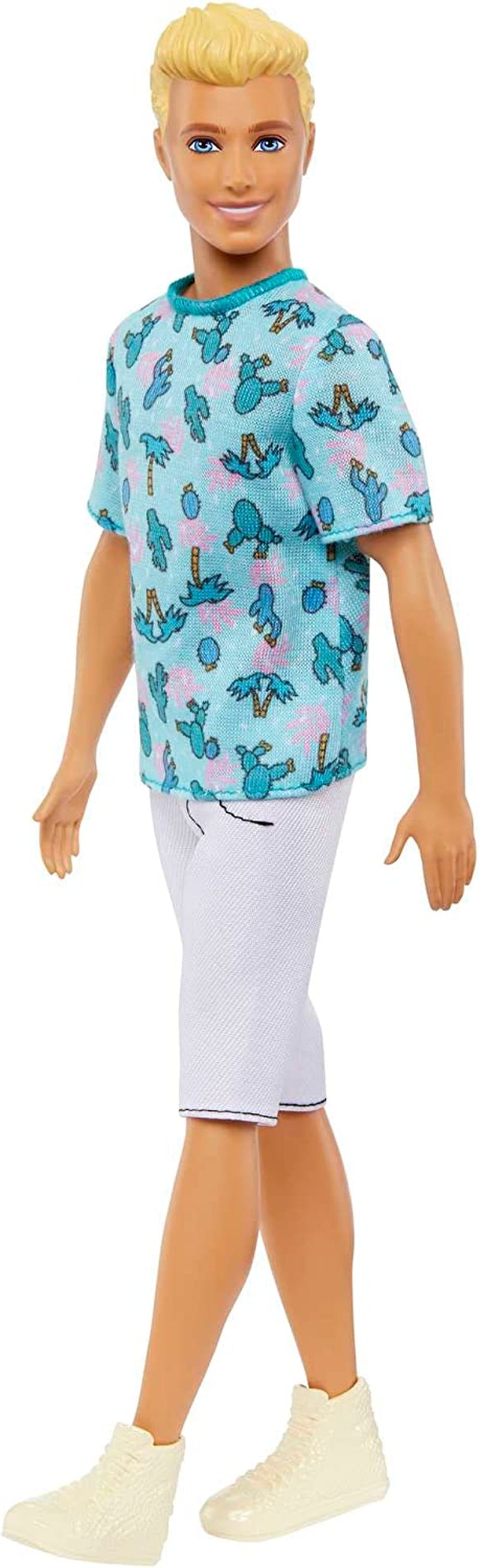 Poupée Barbie Ken Fashionistas - T-shirt imprimé cactus et palmiers, short et baskets blancs, parfaite pour les aventures entre amis et les promenades en ville, pour les enfants de 3 ans et plus, HJT10 Naty Shop Dolls