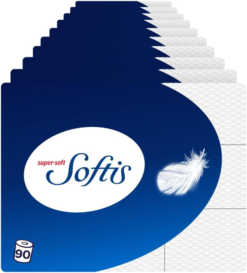 Papier toilette Softis 4 épaisseurs – Lot de 45 rouleaux (5 x 9 paquets simples), 100 feuilles par rouleau, système unique de chambre souple, emballage recyclable, papier certifié FSC