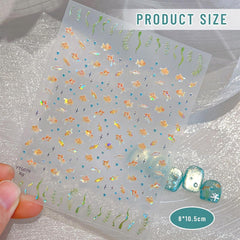 2 Stück Selfklebende Nagelsticker Mit Muscheleffekt, Vierstrahlstern et Goldfisch Design, Nagelaufkleber Für Fingernägel, Nail Art Zubehör Für Gelnägel