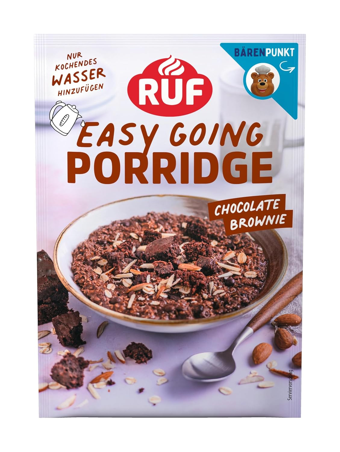 Gruau instantané RUF aux fraises et à la vanille, un repas d'été à base d'avoine prêt en 3 minutes, 1 sachet x 65g