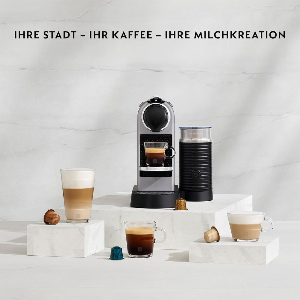 Machine à expresso avec capsules Nespresso XN761B Citiz&Milk | Mode veille automatique | 1260 watts | Capacité du réservoir d'eau : 1 l | Pression de la pompe : 19 bars | Argent