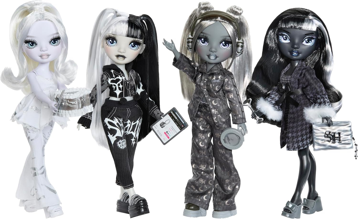 Rainbow High Shadow High Girl's Night Doll - Natasha Zima - Poupée mannequin de 28 cm dans les tons de gris, cheveux blancs et tenue argentée avec accessoires et peigne - Pour les collectionneurs et les enfants à partir de 6 ans