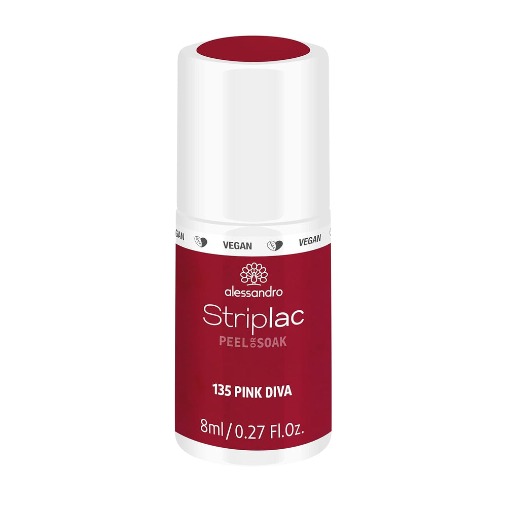 Vernis à ongles UV alessandro Striplac Elegant Ruby - Délicat et longue tenue - S'enlève facilement grâce à la technologie peel-off - Vegan et cruelty-free - 8 ml