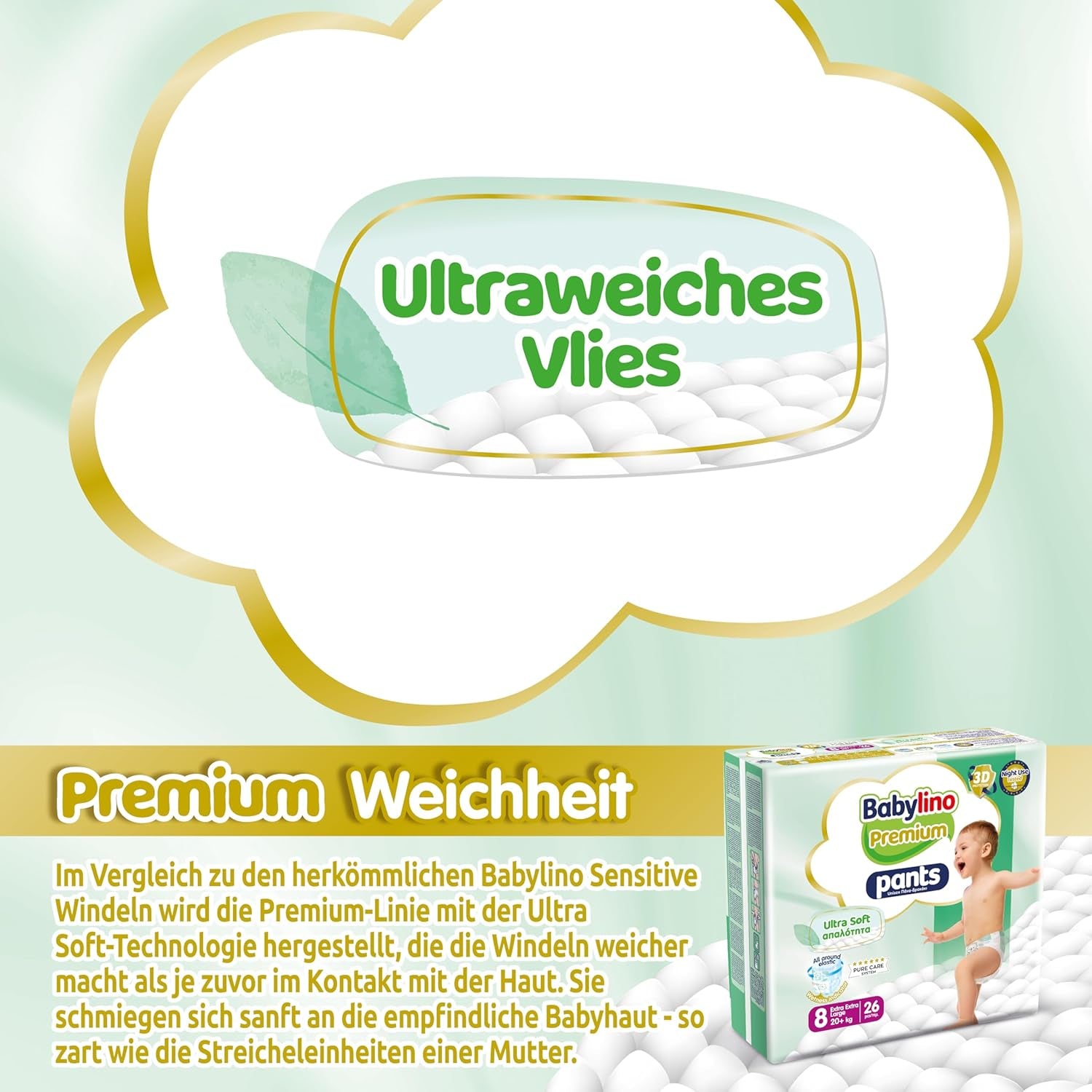 Pantalon Premium taille 8 avec filtre ultra doux, XXL (20+ kg), 26 pièces