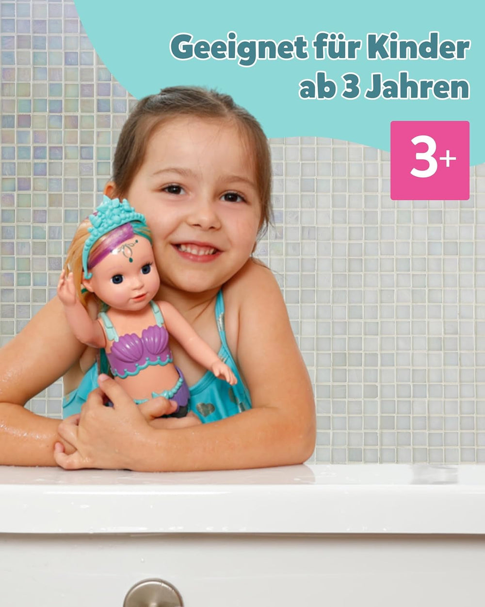 BABY Born Mermaid - Poupée de 43 cm de haut - Cheveux de haute qualité avec mèches colorées - Aileron lumineux - Fonctionne sur batterie - Convient aux enfants à partir de 3 ans, vert Naty Shop Dolls