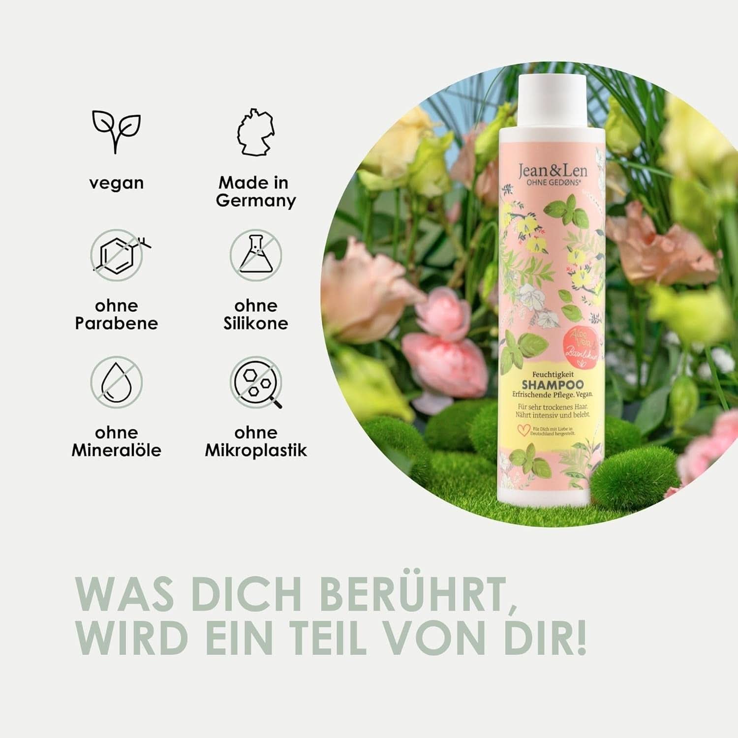 Șampon hidratant Jean & Len Aloe Vera & Busuioc, pentru păr foarte uscat, 300 ml Duș și baie Naty Shop