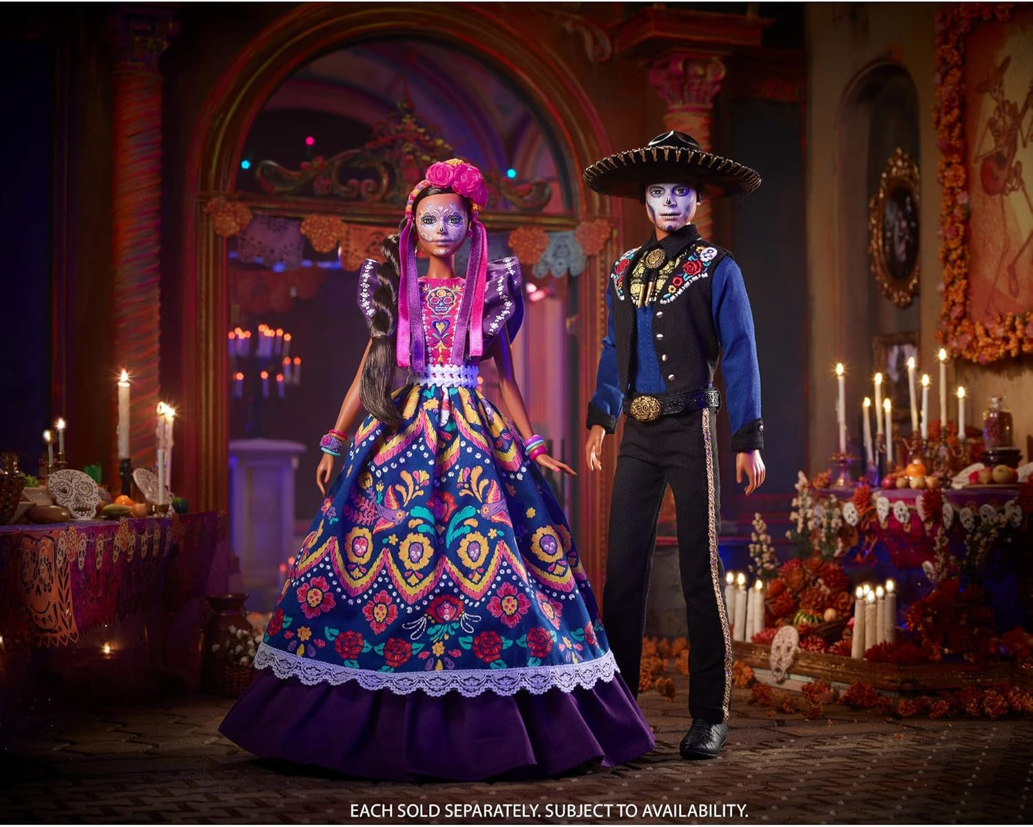 Poupée Barbie Día De Muertos 2022 avec robe traditionnelle à volants, couronne de fleurs et peinture pour le visage Calavera, cadeau pour les collectionneurs