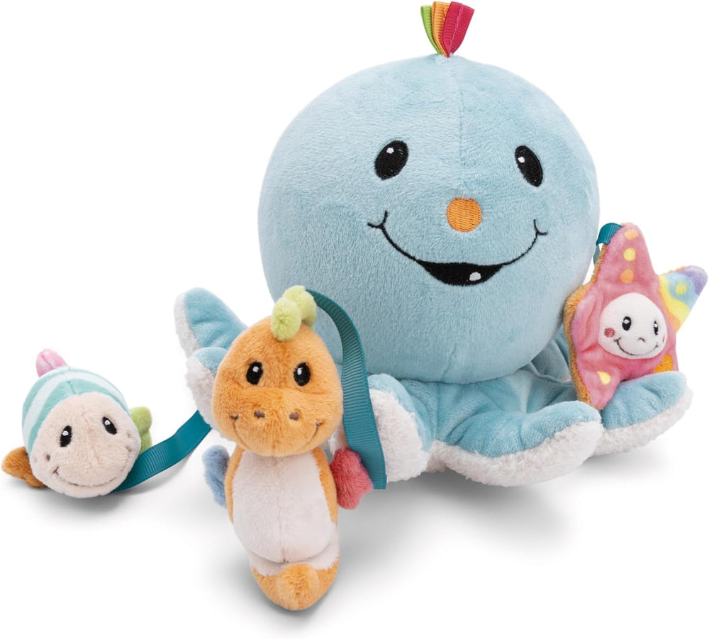 Jouet de bain Octily 18x14cm avec. 3 figurines dans un coffret cadeau 23,5x17x13,5cm bleu - jouet avec éléments de préhension - jouet de bain pour enfants pour attraper et jouer Baby Toys Naty Shop