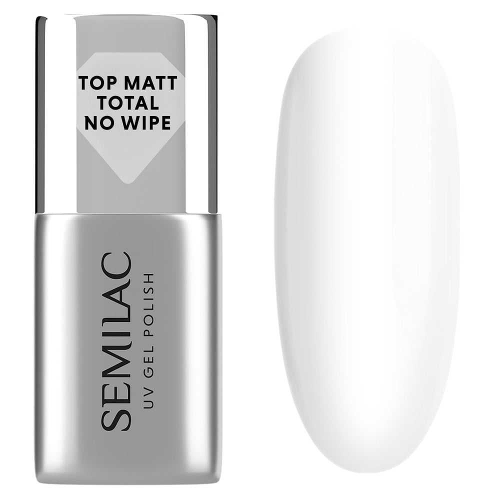 Semilac Top Coat Vernis à Ongles 7 ml, Innovant, UV/LED, Vernis à Ongles Hybride, Finition Brillante, Protège, Transparent