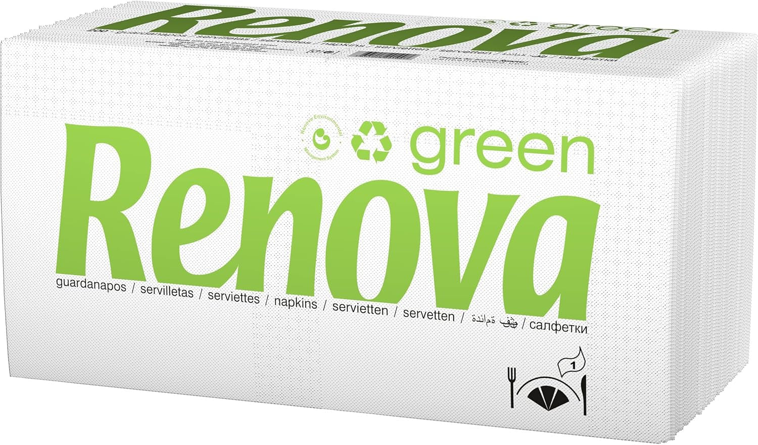 Renova - Mouchoirs Renovagreen, 200 mouchoirs, papier recyclé, Ecolabel européen, format standard
