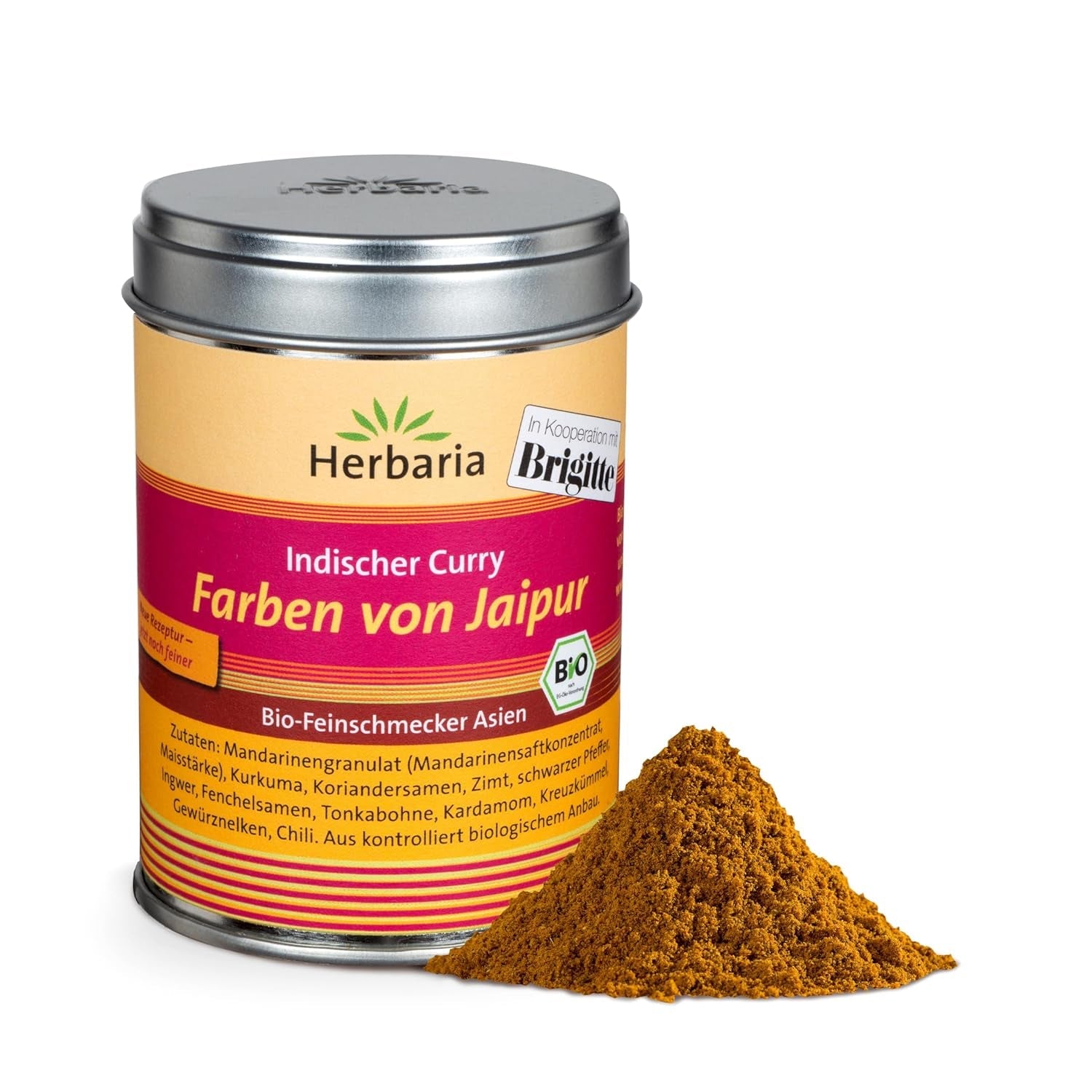 Herbaria Good Old Mild Curry bio 80g M-Dose – Currypulver, Currymischung - Bio-Gewürzmischung für klassische Curry-Spezialitäten z.B. Currywurst - erlesenen Zutaten in nachhaltiger Aromaschutz-Dose