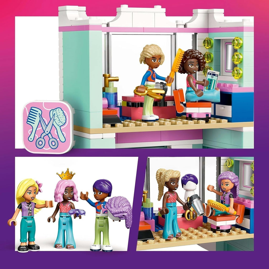 Salon de coafură LEGO Friends, set de construit și jucat pentru jocuri de rol creative, jucărie de construit, cadou pentru fete cu vârsta de peste 7 ani, 3 minifigurine de personaje pentru jocuri de rol 42662 Seturi de constructie Besuche den LEGO-Store
