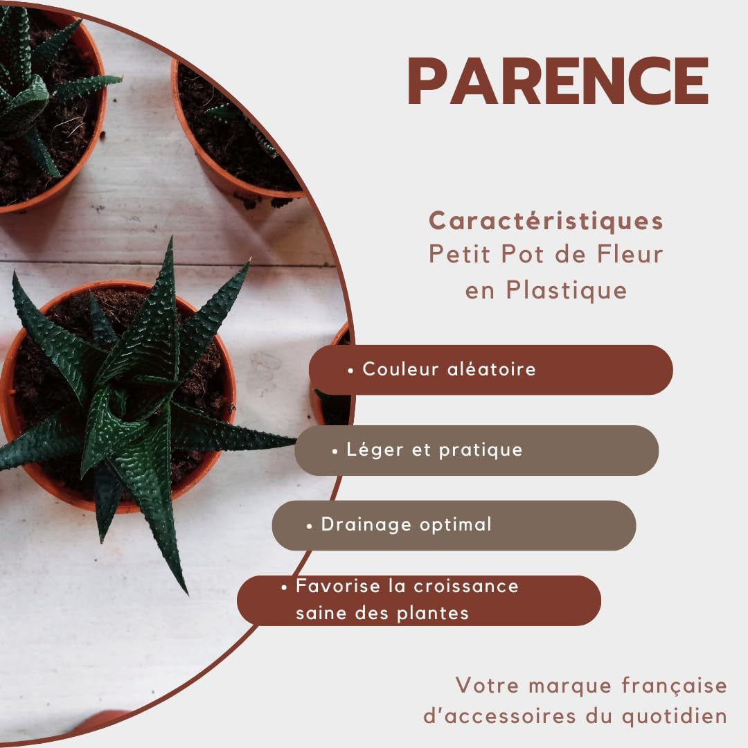 Ghiveci mic din plastic - diametru 12 cm, ușor și durabil, ideal pentru răsaduri, butași și plante de apartament - culoare aleatorie, Aléatoire