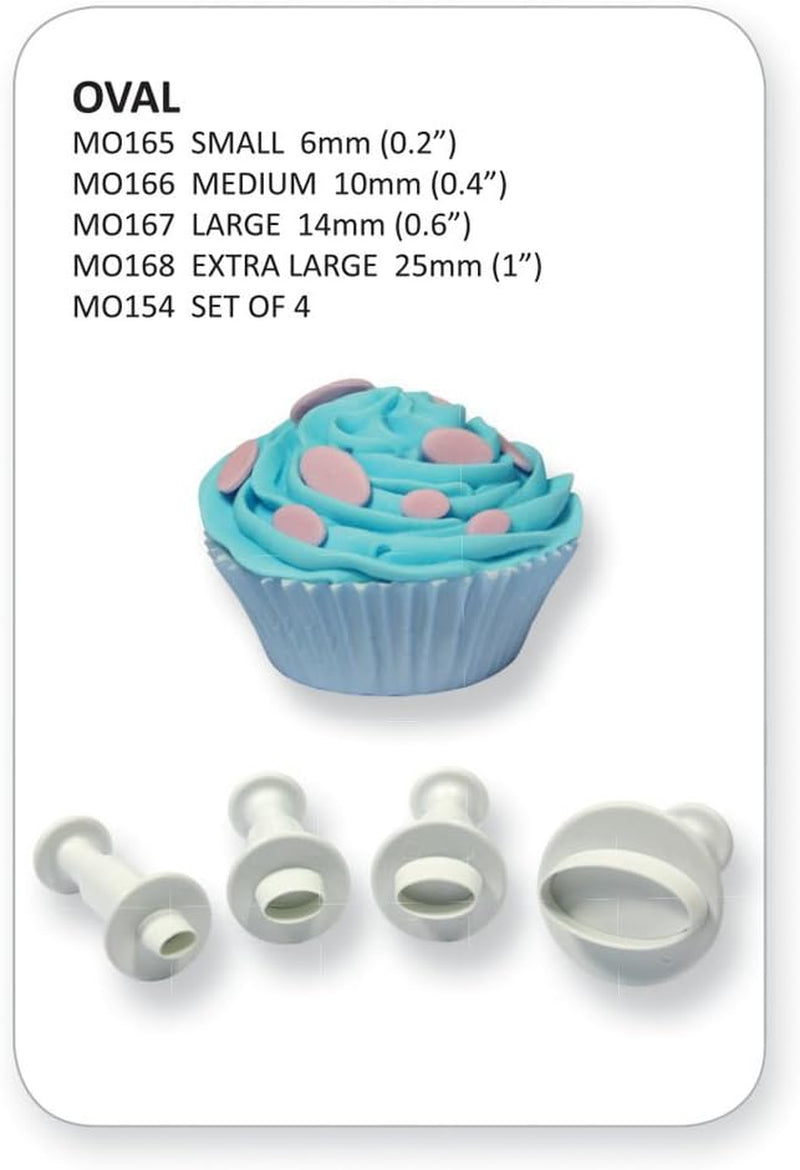 MO154 Matrices de gaufrage ovales, petit, moyen, extra-large format, plastique, blanc, 9 x 2 x 9 cm