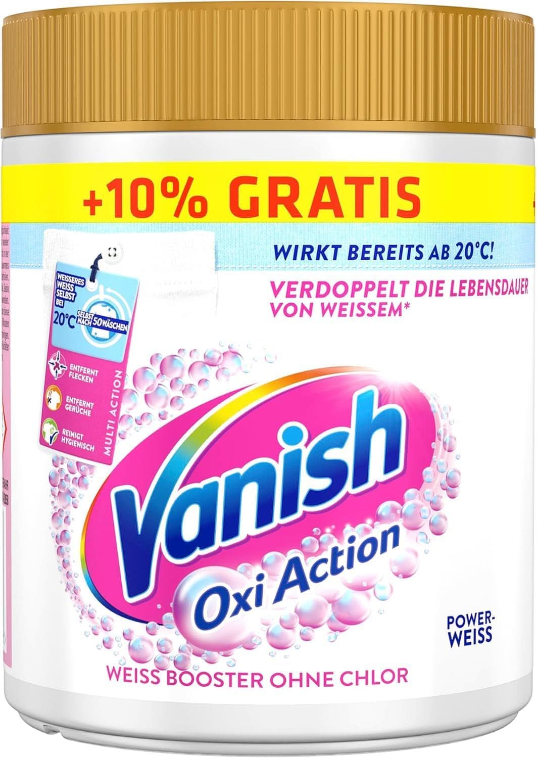 Vanish Oxi Action Powerwhite Powder - 1 X 1,125 Kg - détachant et poudre améliorant le linge sans chlore - pour linge blanc