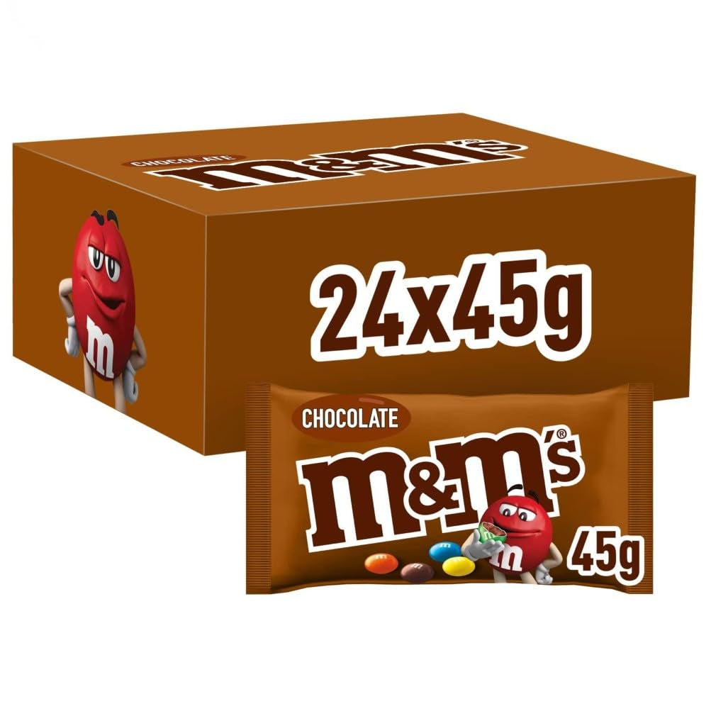 M&M's Peanut Chocolate Bulk Pack 24 x 45 g Lentilles au chocolat aromatisées aux cacahuètes Cadeau au chocolat (1080 g) Idéal comme friandise sur le thème du football