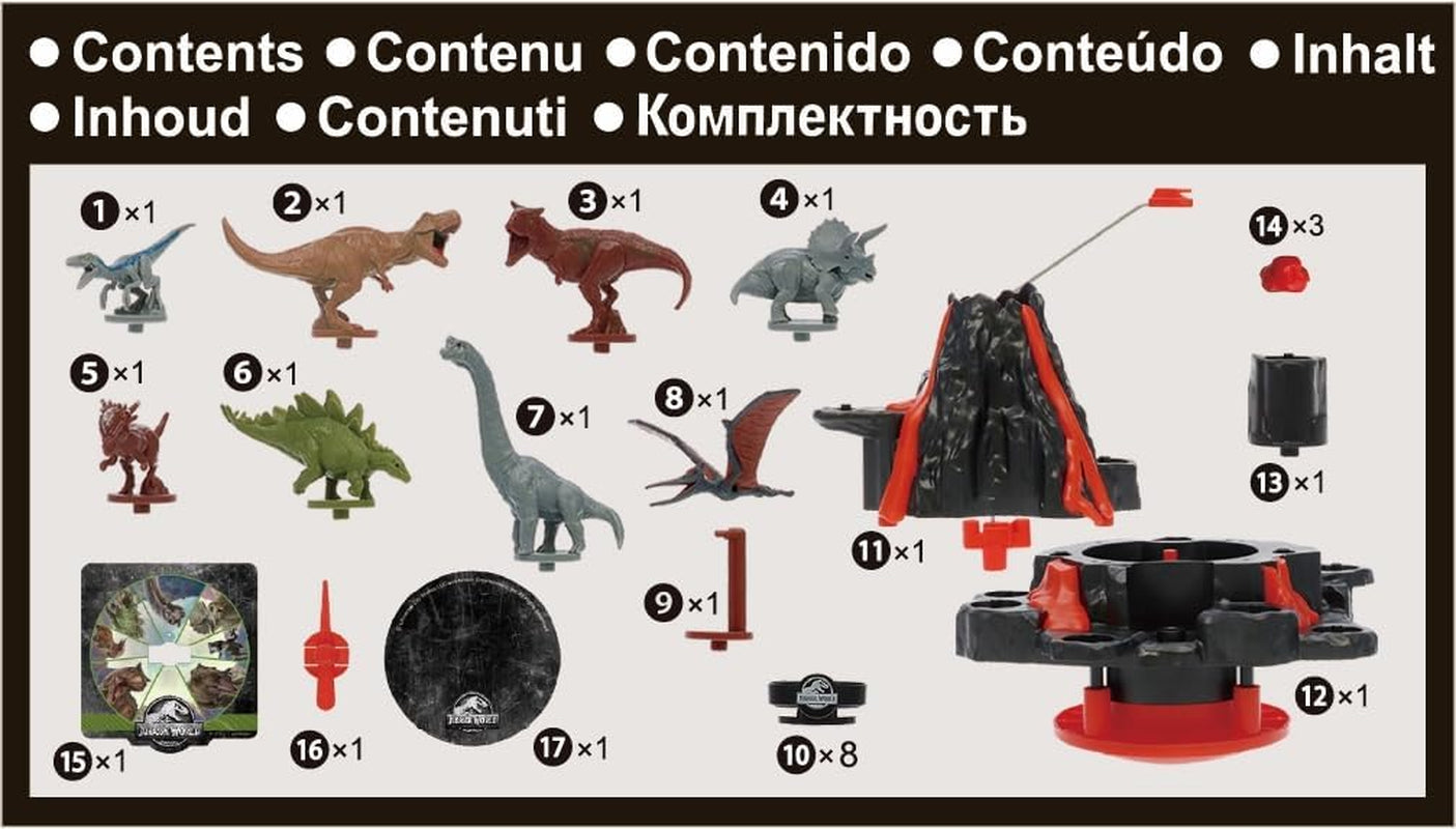 EPOCH Games - Jurassic World Shaky Volcano, 7509, Dinosaurier Spielzeug, Brettspiel für Kinder ab 4 Jahren