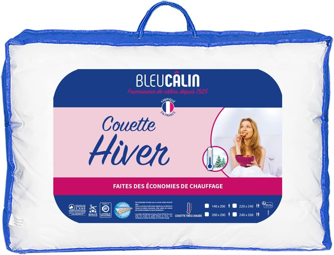 Bleu Calin Couette hiver pour 1 personne, très chaude, très moelleuse - Microfibre - 140X200Cm Couettes et couettes Naty Shop