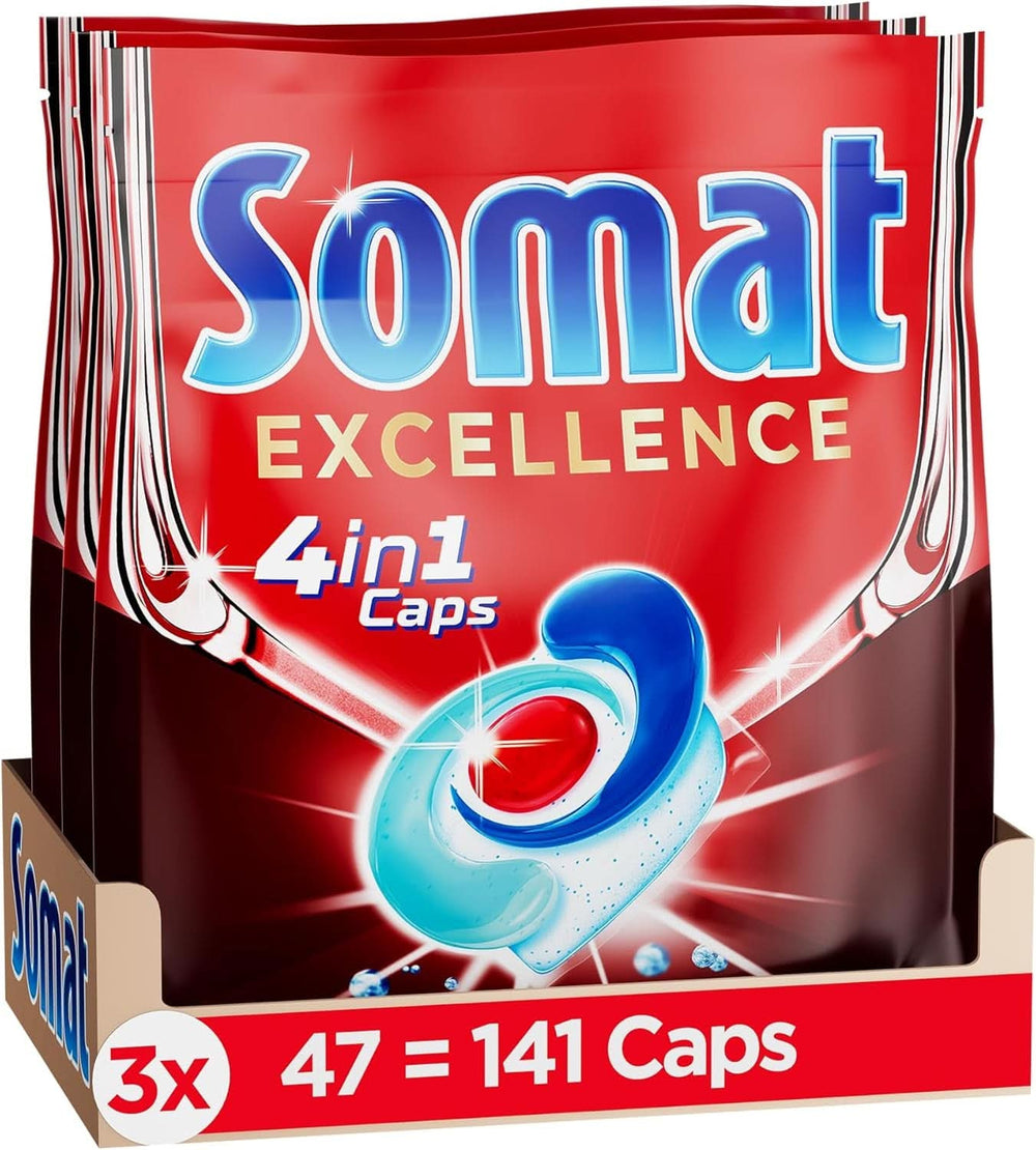 Somat Excellence 4In1 Caps (141 Caps), Détergents pour lave-vaisselle à dissolution rapide Naty Shop Détergents de cuisine 141 Caps Fresh