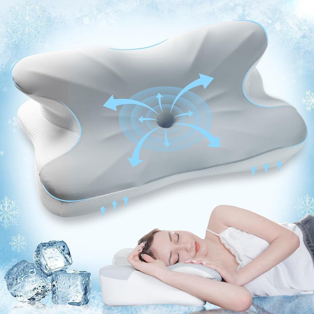 Elegear Pernă din spumă de memorie cu capac de pernă de răcire, pernă pentru dureri de gât Pernă pentru dormit lateral Pernă ergonomică Pernă ortopedică pentru dormit lateral, spate, abdominal 63X 10/14 X36Cm Perne ortopedice cervicale Naty Shop Titlu implicit