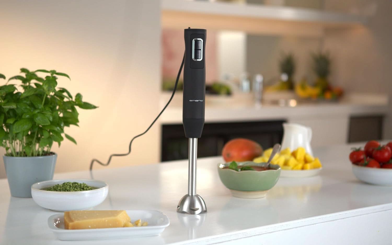 Emerio HB-111446 Batteur sur socle, TESTSIEGER Preis/Leistung, Gummierter Rutschfester Griff, Edelstahl, Bpa-Frei, Schwarz, 250W Cuisine Naty Shop