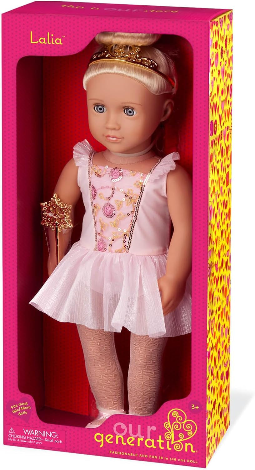Our Generation - Lalia - 46 cm-Zuckerfee Puppe - Lebensechte Blaue Augen & langes Blondes Haar - Pinkes Ballettkleid, Tiara & Zauberstab Zubehör - Spielzeug für Kinder ab 3 Jahren