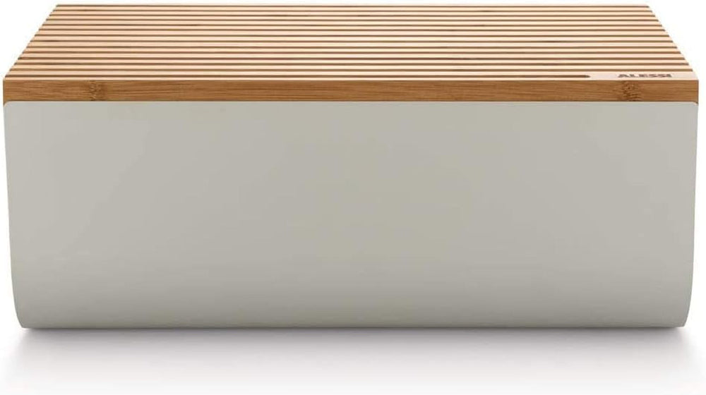 Alessi Mattina BG03 WG - Corbeille à pain en acier inoxydable avec résine époxy et bois de bambou, gris chaud Boîtes de conservation Naty Shop