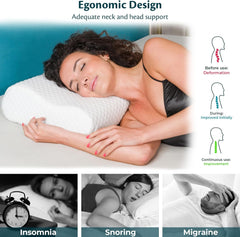 Soutien du cou Oreiller en mousse à mémoire de forme réglable en hauteur Oreiller de lit orthopédique et ergonomique Oreiller de soulagement de la douleur au cou Oreiller de soutien du cou et polyes lavables anti-ronflement. Cap Oreillers orthopédiques cervicaux Naty Shop