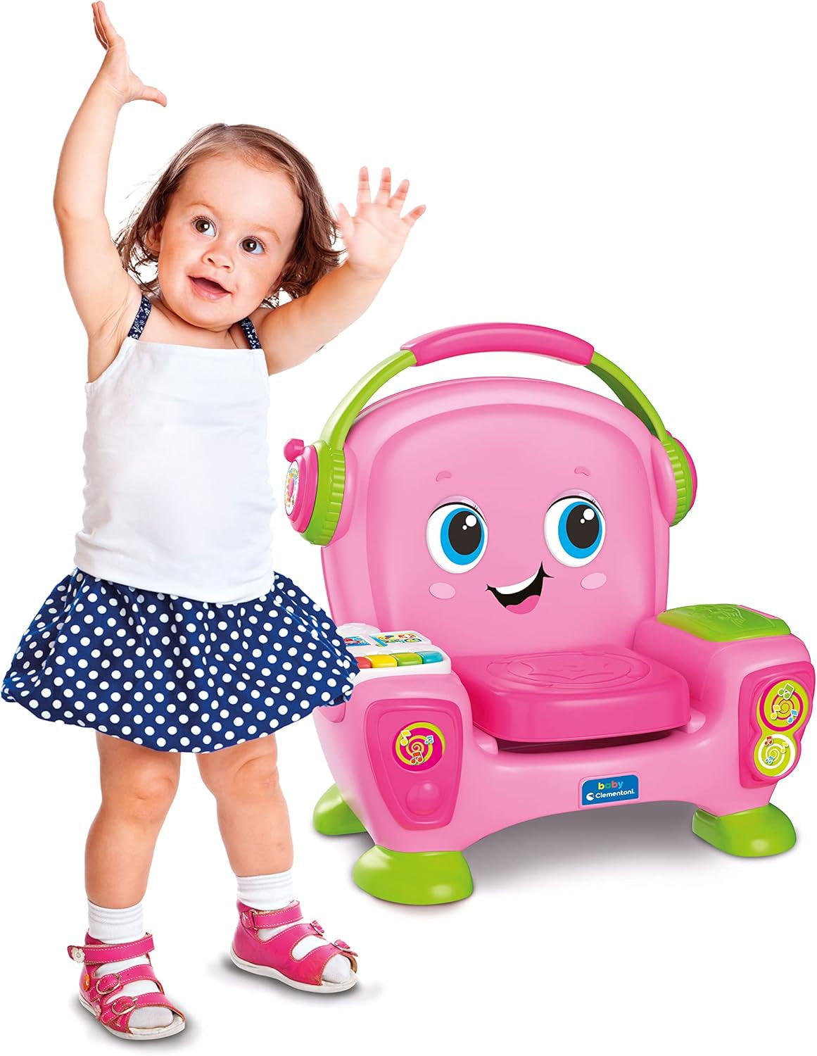 Clementoni 17755 Fauteuil chantant avec son et danse roses - fauteuil interactif et multifonctionnel pour enfants en italien, jouet 1 an - Made in Italy, multicolore Jouets Bebe Naty Shop