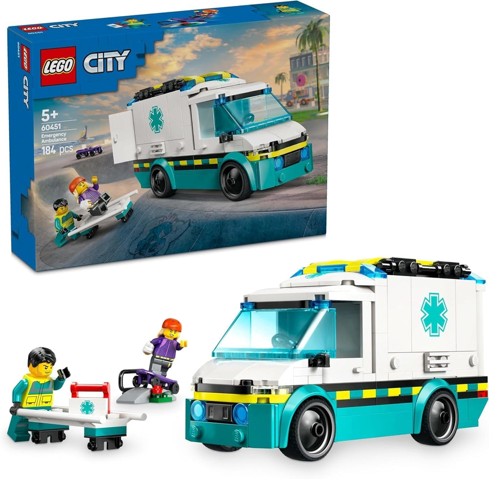 LEGO City Ambulance - jouet avec 2 figurines (planchiste et pilote) - jouet éducatif pour garçons et filles à partir de 5 ans - idées cadeaux d'anniversaire et de vacances 60451 Jeux de construction Besuche den LEGO-Store Titre par défaut