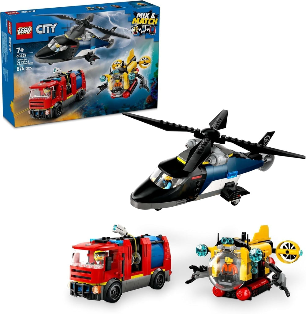 Ensemble combiné hélicoptère, voiture lion et sous-marin LEGO City et 3 figurines - véhicules jouets à construire pour garçons et filles à partir de 7 ans - cadeau d'anniversaire et de vacances 60462 Jeux de construction Besuche den LEGO-Store Titre par défaut