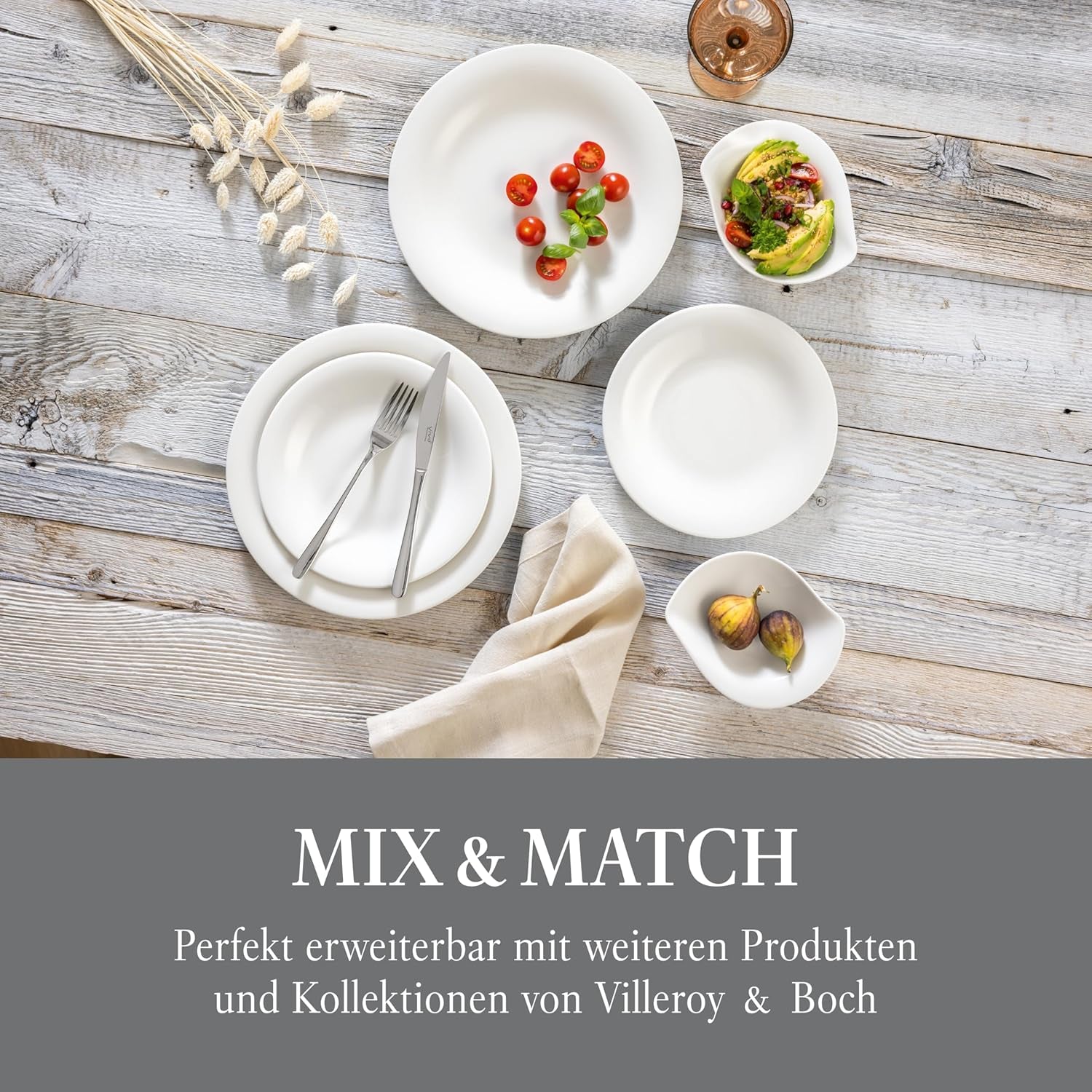 vivo - Villeroy & Boch Group – Service de table Essential Blanc 18 tlg. Blanc, Spülmaschinenfest, Mikrowellensicher, Geschirr Set für 6 Personen, Müslischalen, Speiseteller, Dessertteller, Premium Porzellan